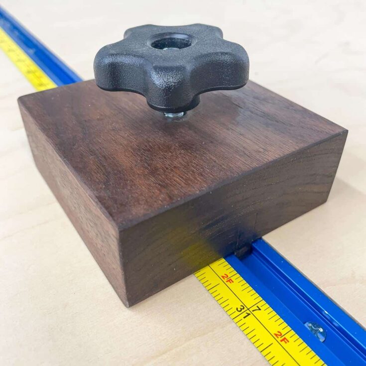 wooden miter saw stop block in t track
