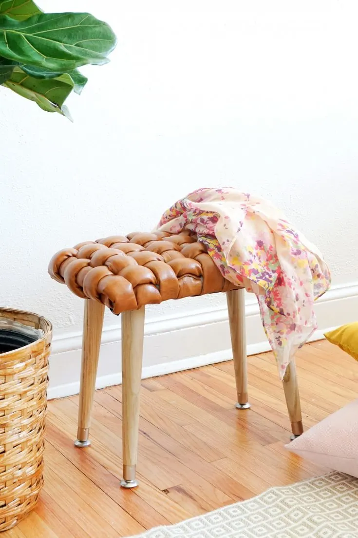 Image for Woven Leather Stool