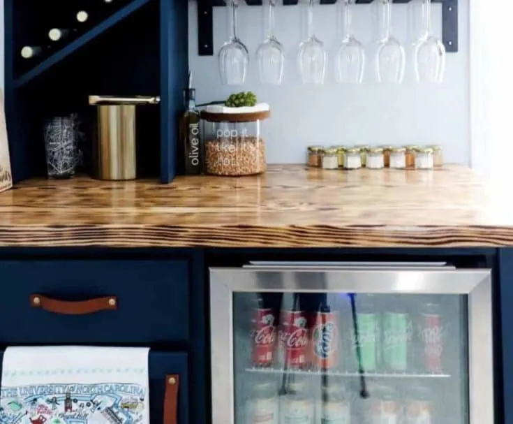 torched wood bar countertop
