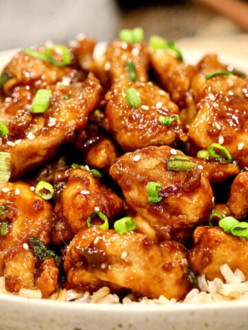 Air Fryer General Tso's Chicken on a plate.