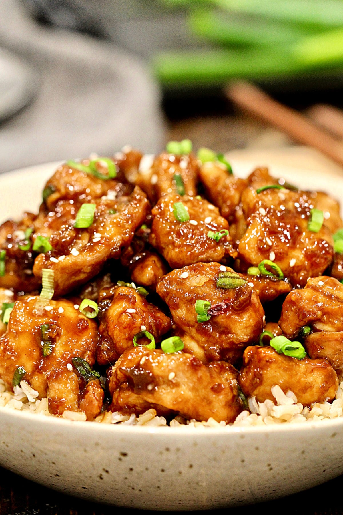 Air Fryer General Tso's Chicken on a plate.