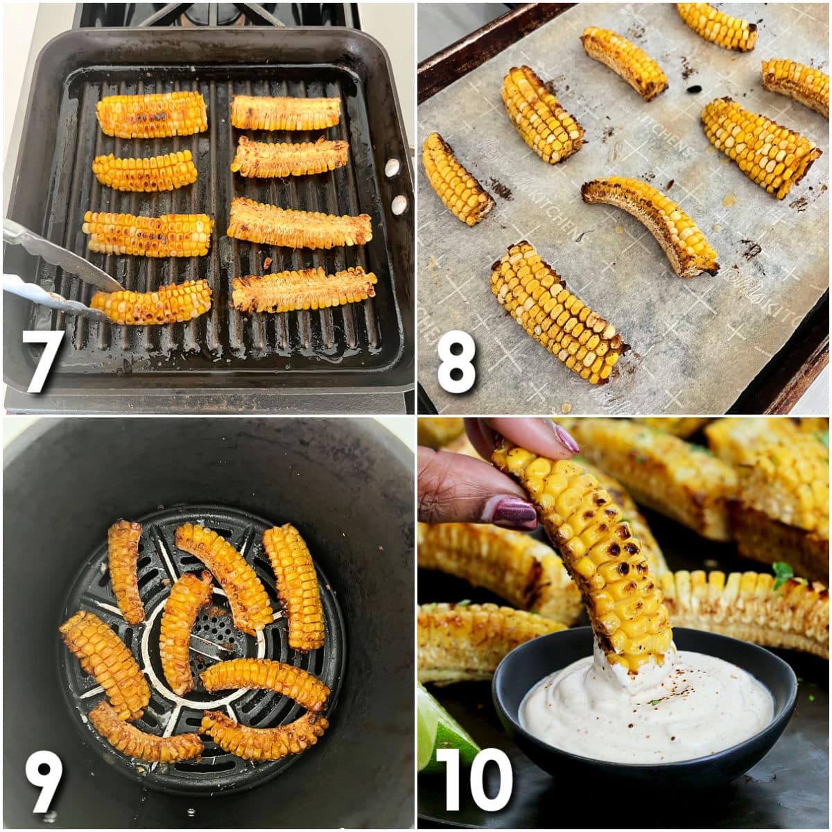 Steps 7-10 for making corn ribs