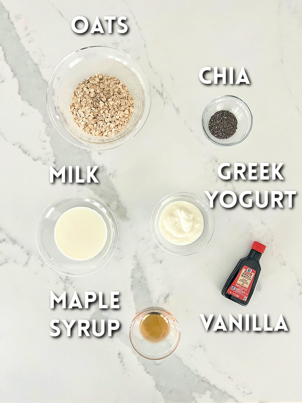 Ingredients for making healthy overnight oats.