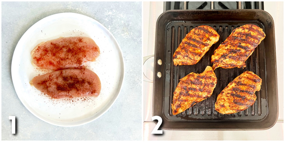 Steps 1 and 2 for making Southwest Chicken Salad