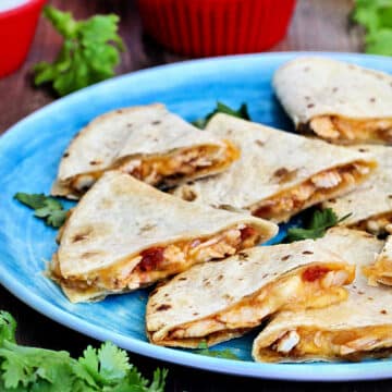 air fryer quesadillas on plate