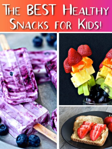 collage of the best healthy snacks for kids