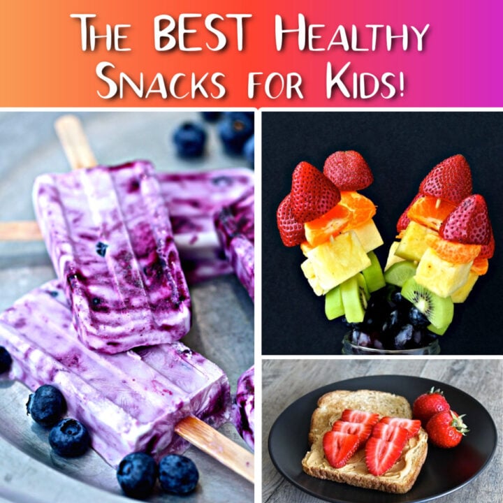 collage of the best healthy snacks for kids