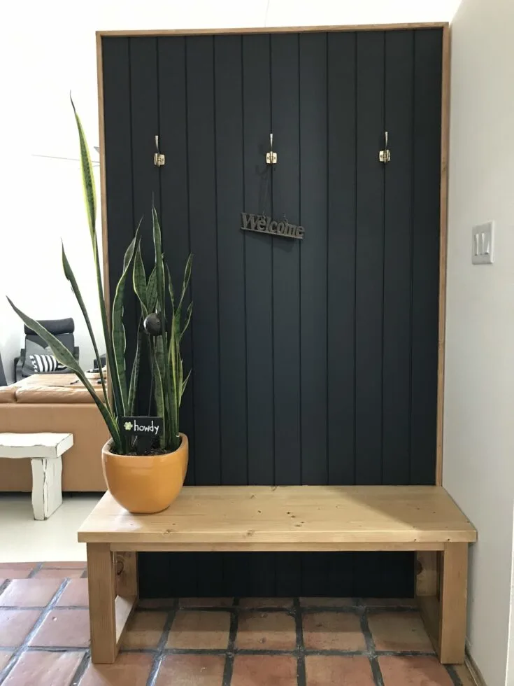 Image for Modern Shiplap Hall Tree Bench 