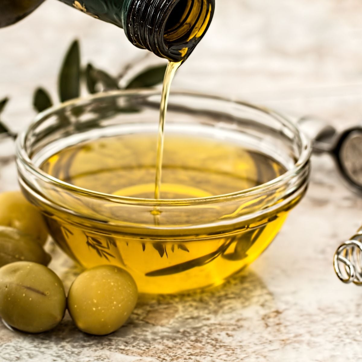 Olive oil in a bowl