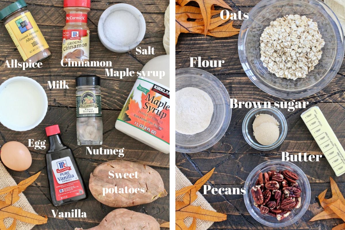 Ingredients for sweet potato casserole.
