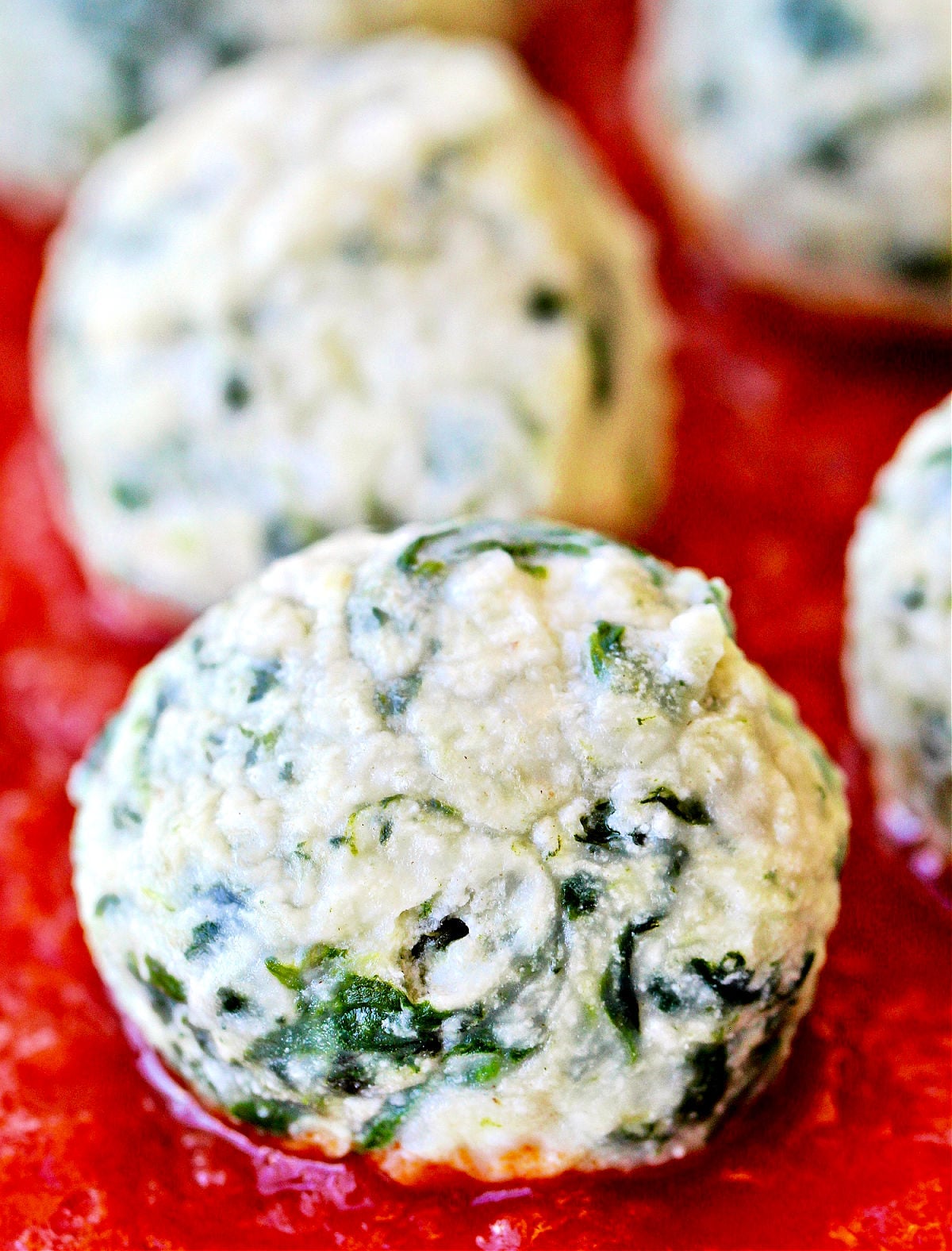 Close up shot of a spinach gundi.