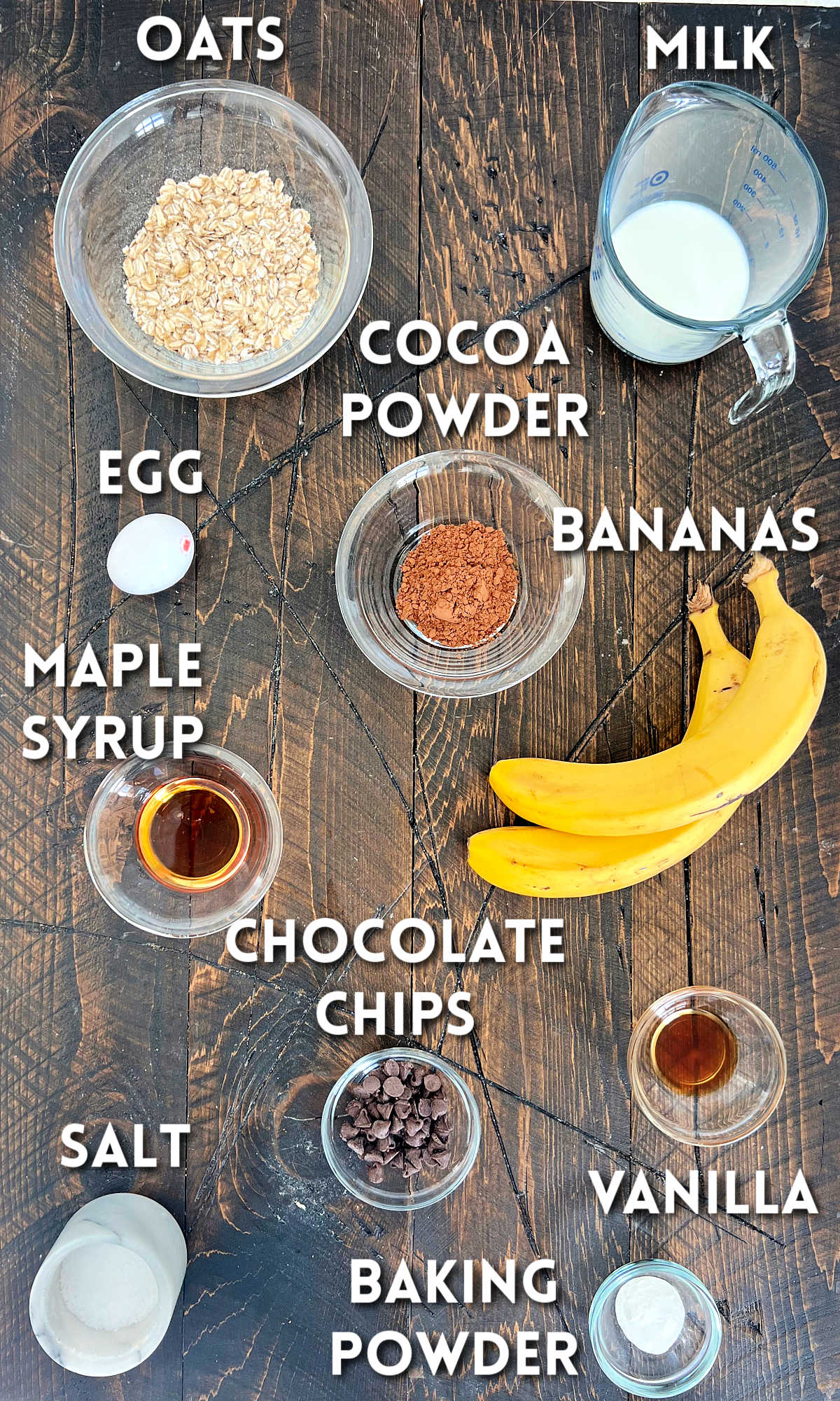 Ingredients for making Chocolate Baked Oats