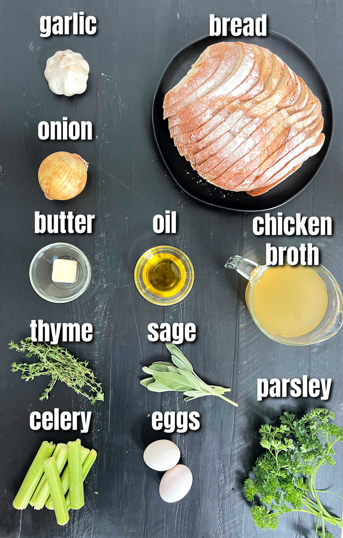 Ingredients for Classic Sage Stuffing.
