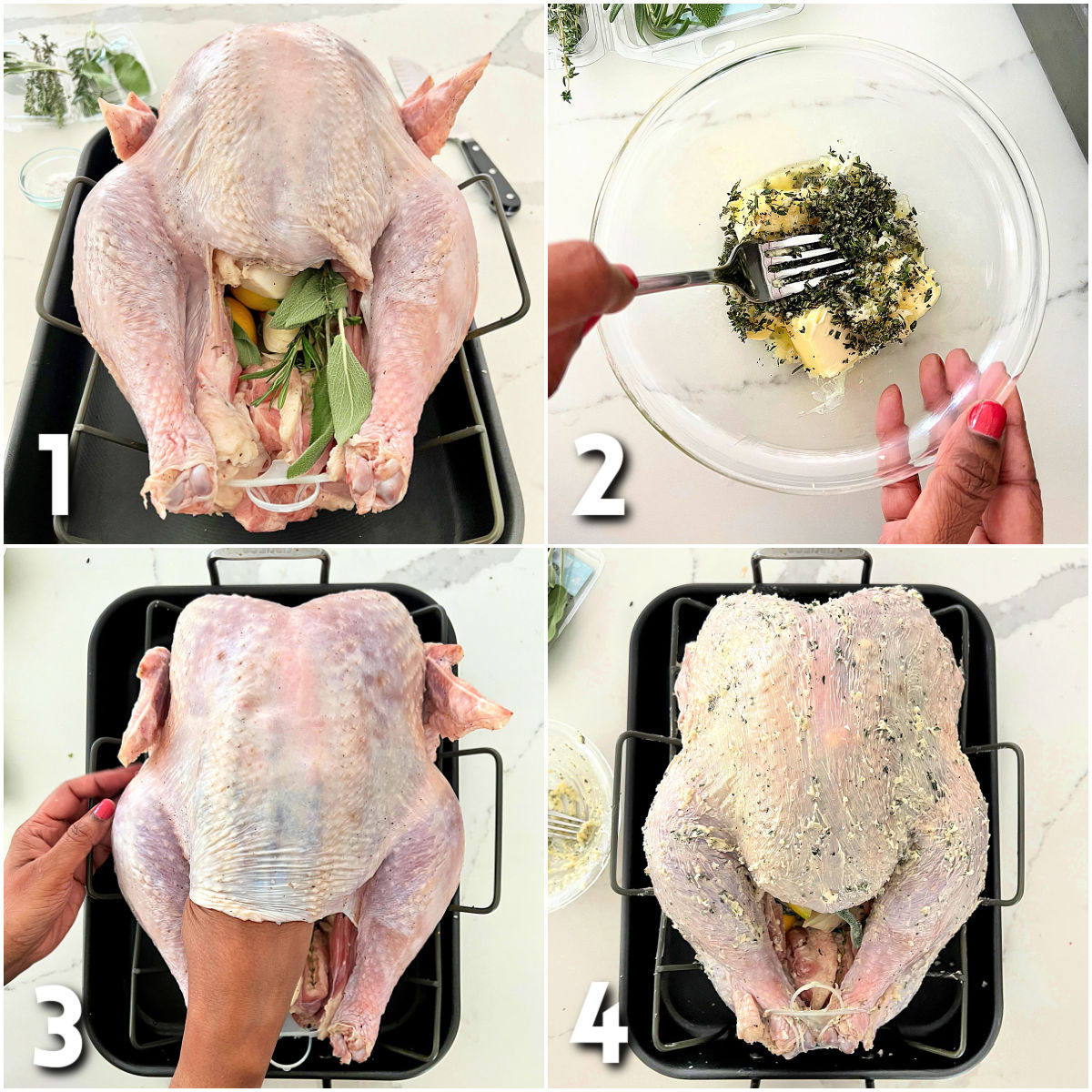 Steps for making a holiday turkey
