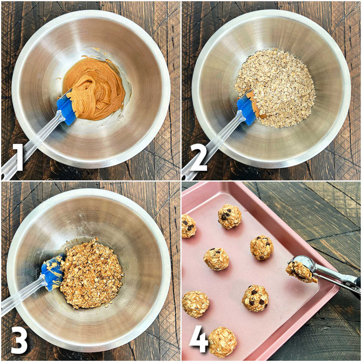 Steps for making Oatmeal Energy Balls.
