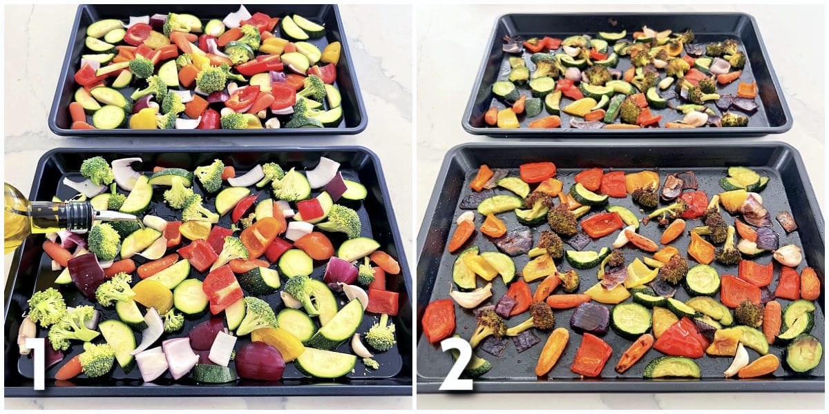 Steps for making the perfect oven-roasted vegetables.