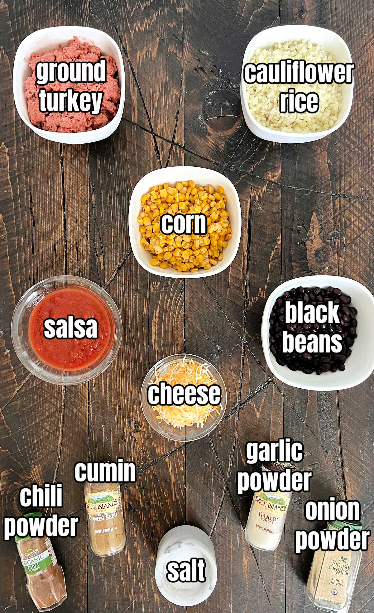 Ingredients for making Turkey Taco Skillet.