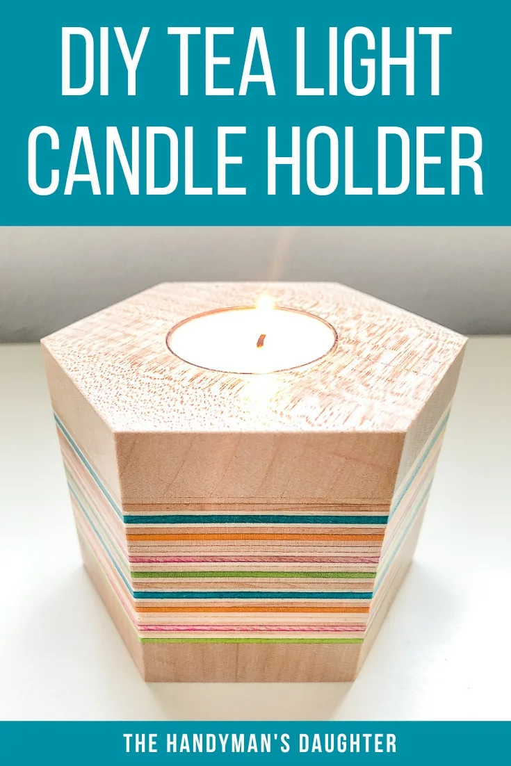 DIY tea light candle holder with text overlay