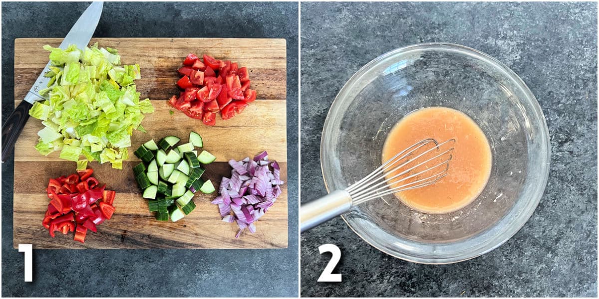 Steps for making Mediterranean chopped salad