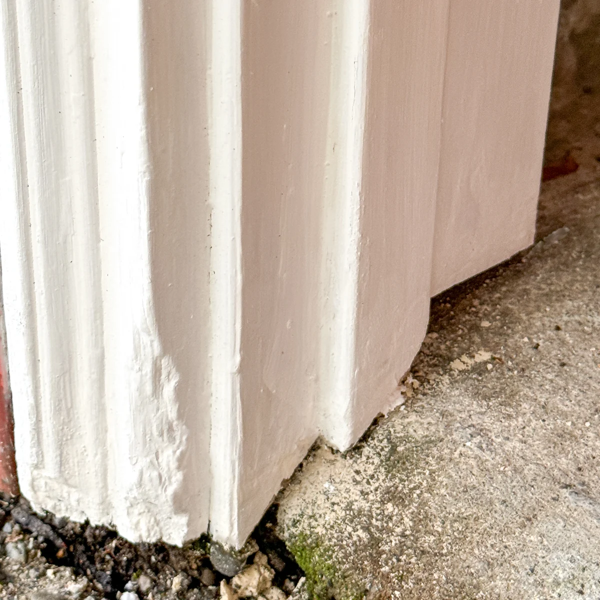 patched and painted door trim