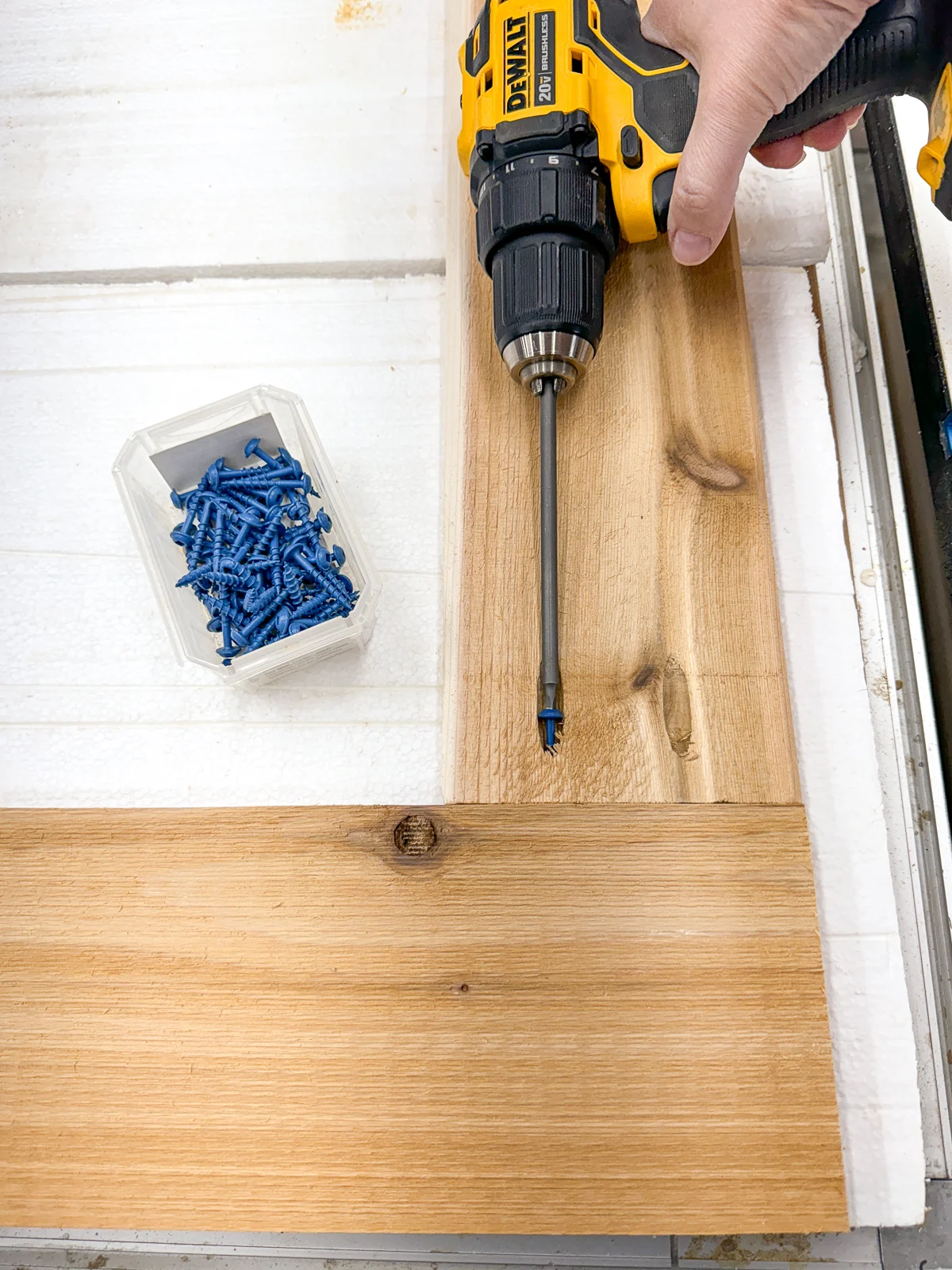 attaching top slat of shed door with pocket hole screws