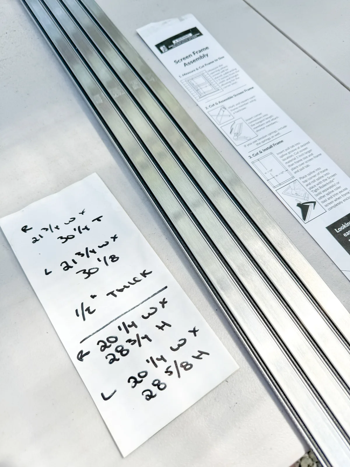 measurements for DIY window screen