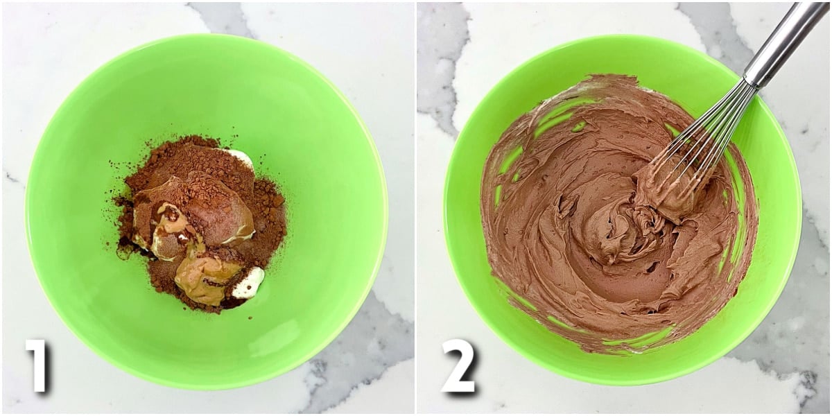 Steps for making chocolate protein yogurt bowls