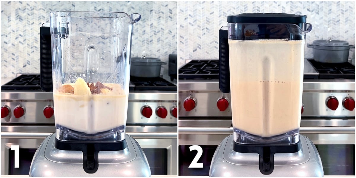 Steps for making a Pumpkin Spice Protein Shake.