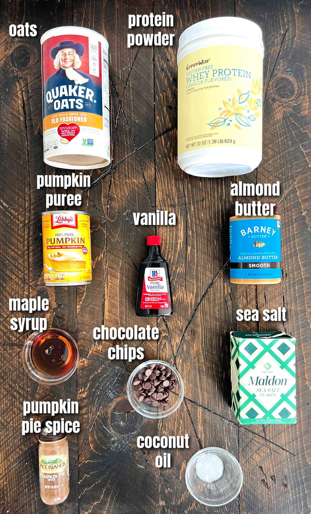 Ingredients for making pumpkin protein bars.